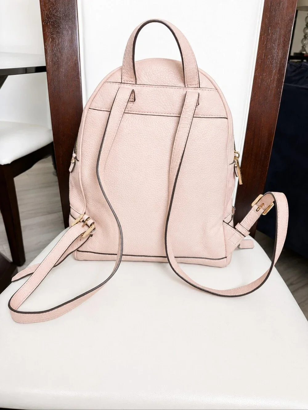Michael Kors Rhea Large Pink Pebbled Leather Backpack